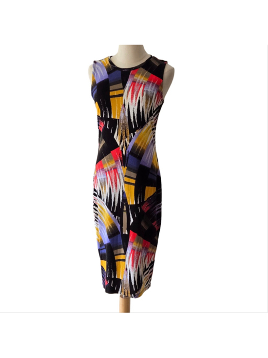 Apt. 9 Dresses & Skirts - APT. 9 Womens Bodycon Midi Black Multi-Color Abstract Sleeveless Dress Sz S